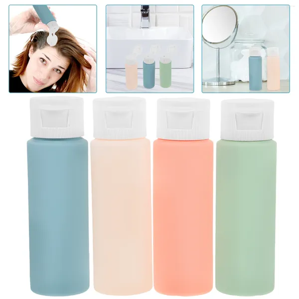 Bottiglie di stoccaggio 4 pezzi Forniture da viaggio Macaron Squeeze Bottle Set per il tubo della lozione per lozione per shampoo Riutilizzabile