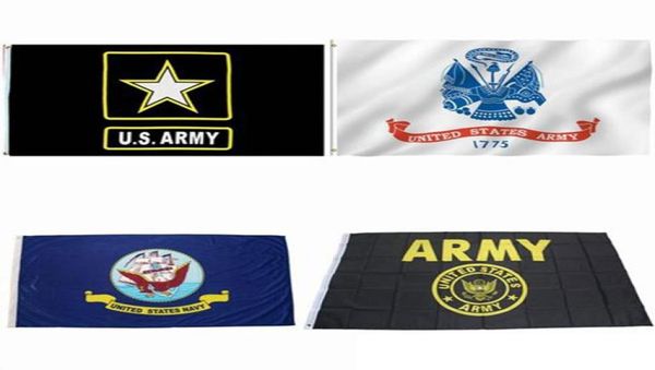 3x5 Pé de bandeira da Marinha Americana Bandeiras de Crista de Ouro do Exército dos EUA Cabeçalho Double Costura Double Flags Militares ao ar livre Com Brass Grommets2349592