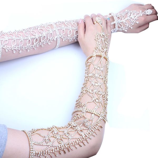 Guanti scintillanti Bracele Bracele Bracele Lace Brides Brides Crystals perle perle da polso a gomito Accessori per matrimoni del bracciale Bracciale Accessori per matrimoni 2317