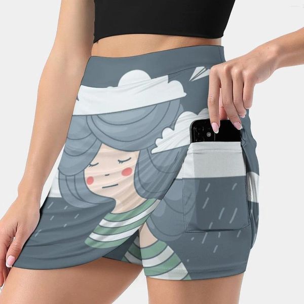 SKIRTS PENSÃO MULHERES SAIR SPORT SKORT COM POCKET Fashion Korean Style 4xl Womens Cloud