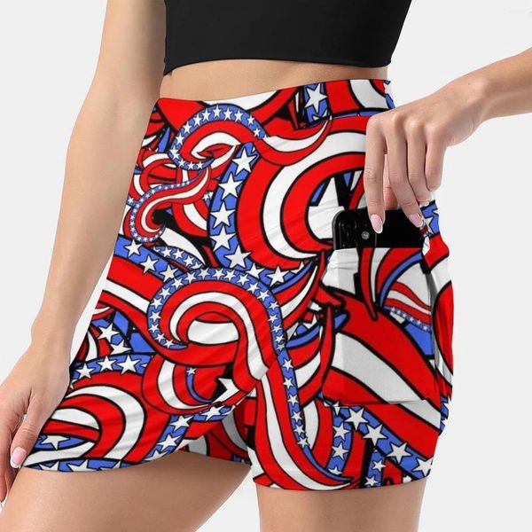 Schermata Patriotica bandiera americana rossa bianca e blu stelle femminile gonna y2k abiti estivi 2024 pantalone in stile kpop con tasca