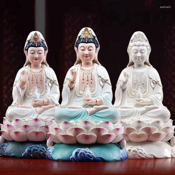Figurine decorative Top ad alta grado in porcellana Godness Buddha Statue Asia Protezione domestica Culta del Santuario Guan Yin Pu Sa Avalokitesvara