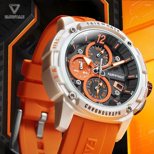 Armbanduhr Fashion Mens Uhren Marke Mark Fairwhale Sport Silicon Armband Quarz Multifunktional Harz Uhr Watch Case Uhre Junge