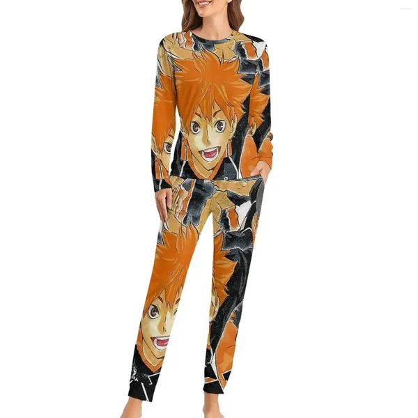 Frauen Nachtwäsche Miya ATSUMU Pyjamas Damen Haikyu Karasuno Team Anime Romantic Home Anzug täglich 2 Stück lose übergroße Set