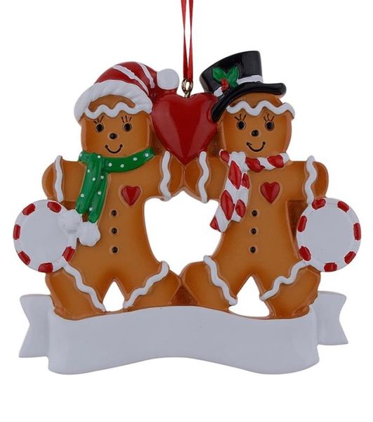 Maxora Resin Gingerbread Family de 2 enfeites de Natal com maçã vermelha como um item de novidade personalizado para presentes para férias e residências de5286067