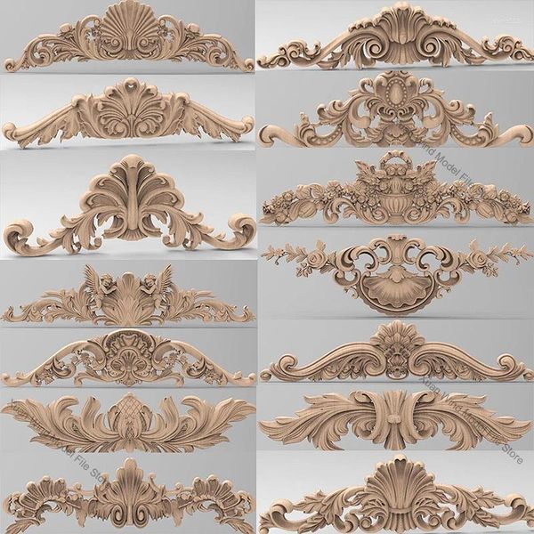 35pcs geschnitzte Eckanwendungen Holzschnitzdatei STL -Modell für CNC -Router Artcam Aspire European Home Decoration Holzarbeiten