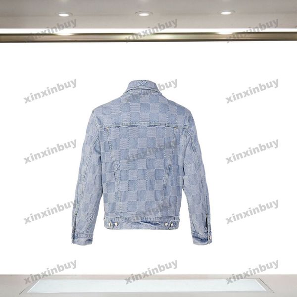 Xinxinbuy Men Designer Coat Jacket Craggy Checkerboard Denim Stoff Denim 1854 Langarm Frauen Red M-2xl