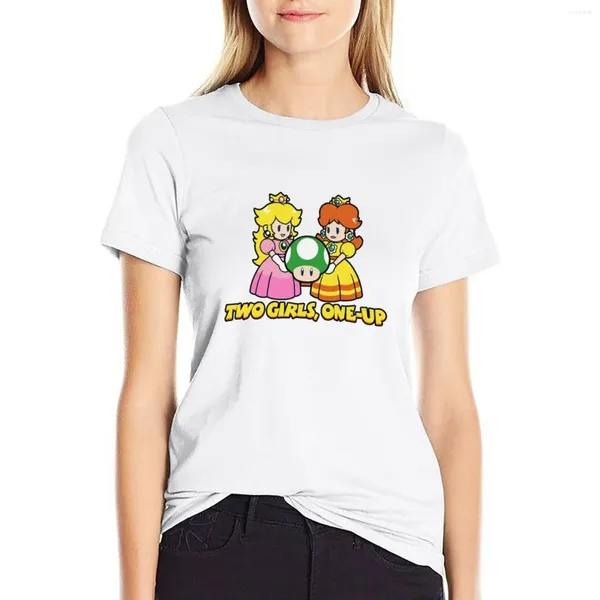 Kadın Polos İki Kız Bir Komik Tee- Serin Maario Gömlek- Prenses Marrio-Cup Tee Sesli T-Shirt