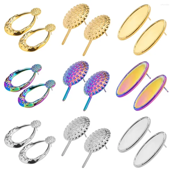 Hoop Ohrringe 6pairs Mehrfachstil Edelstahl für Frauen Geometrie/Ellipse/Wassertropfen Ohrring Schmuck Fashion DIY Accessoire Geschenk