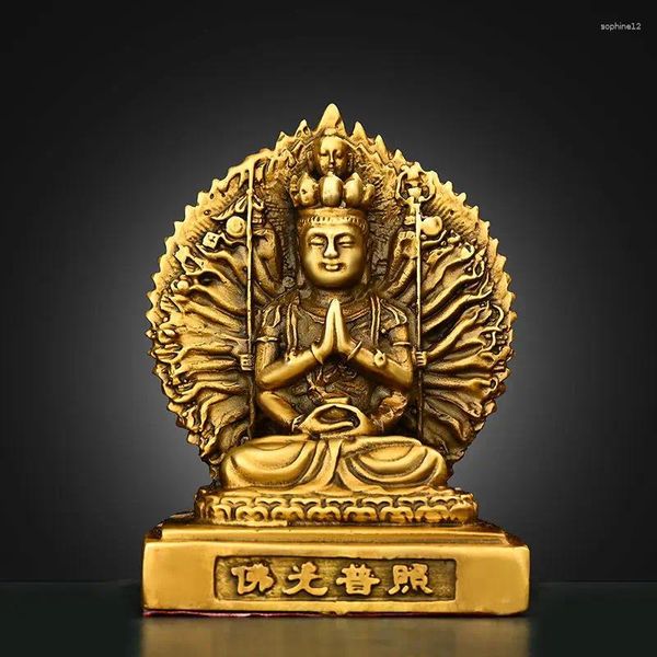 Figurine decorative Tutte le auto in rame ornamenti a doppia faccia del santo buddha migliaia di mani guanyin store per casa piccola decorazione statue