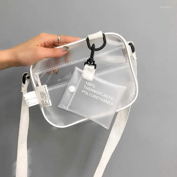 Umhängetaschen Korea ulzzang Ins transparente Messenger -Tasche Frauen Street Fashion Einfacher Harajuku Japanisch Casual Small Square