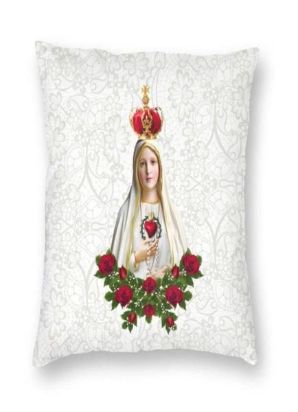 Almofado de travesseiro de amortecedor Fashion Nossa Senhora da Fátima Virgem Mary Cushion Sofa Home Decoration Portugal Rosário Católico Squar1773084