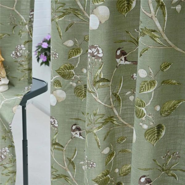 Cortina americana American Retro Bird and Flower Semi Blackout Curtains