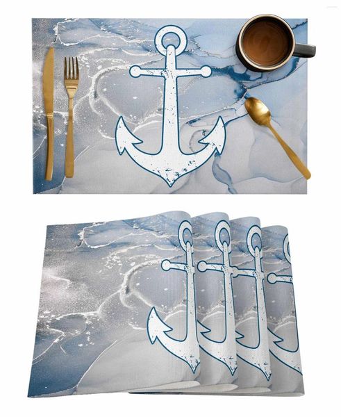 Tavolino tavolo retrò di vernice astratto Anchor rosa fluido blu arte da cucina tazza tazza tazza di caffè tocchetto da caffè 4/6pcs desktop