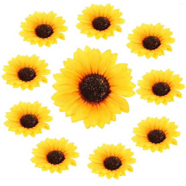 Dekorative Blumen 10 PCs Simulierte Sonnenblumenblumenhandtaschenaufkleber Applikationen für Rucksäcke Mini Kleidung Kunsthandwerk künstlich