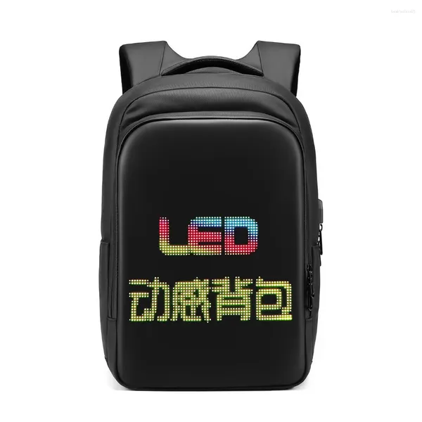 Backpack LED Display Business Men Travel 15,6 polegadas Laptop Diy Smart School Woman Multimedia