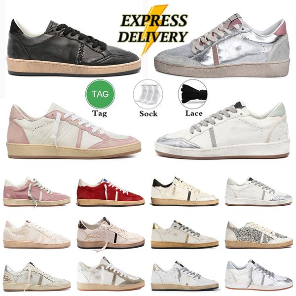 Low Wholesale OG Original Ball Star Handmade Suede Couro Plataforma Designer Sapatos Upper Vintage Silver Womens Mens Itália Marca Gold Gold Glitter Sneakers Trainers