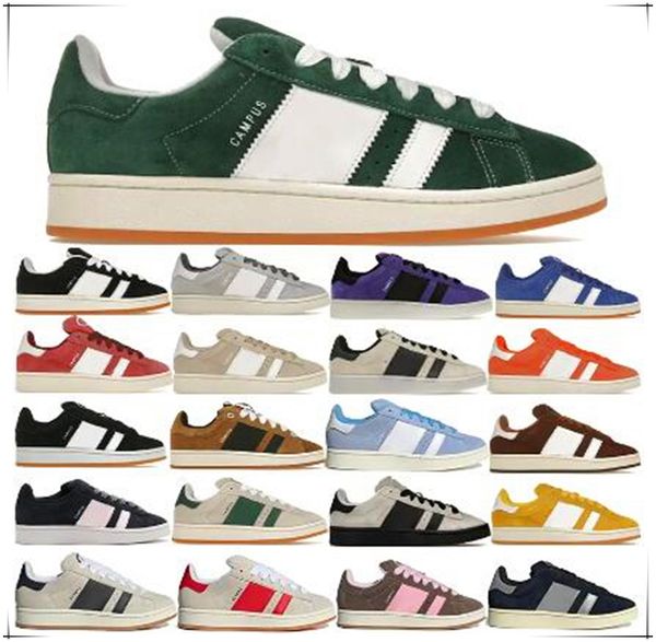 Adiddas Mens Casual Shoes Campus 00s Camurça tênis de designer feminino Treinadores de designer de mulheres cinza branco goma preta marrom deserto semi lúcido azul céu ambiente especiar