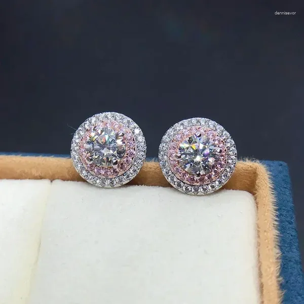 Stud Küpe 18k Beyaz Altın Platin Pt950 Moissanite Elmas Çift Çift Çerçeve Elmas Lüks Düğün