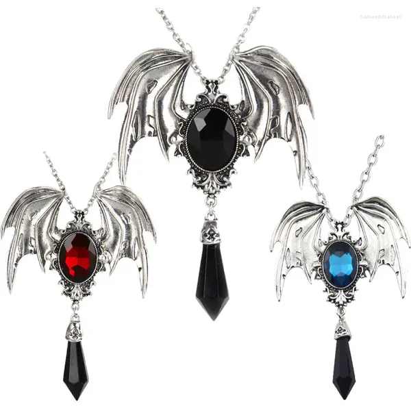 Collane a ciondolo collana batwing collana europea e americana Halloween retrò sapphire vittoriano intarsiato