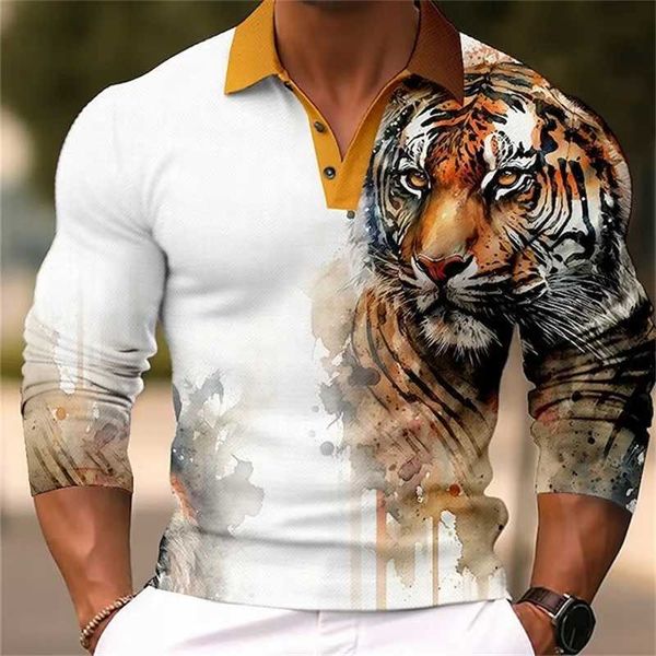 Мужская футболка Polos Tiger Eagle 3D Print Printed Polo, подходящая для мужской дизайнерской одежды, отворотная одежда.