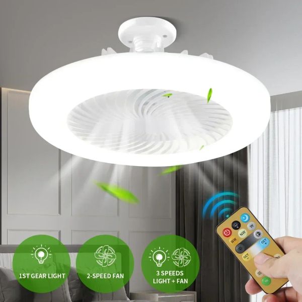 Smart Fernbedienungssteuer -Deckenventilator mit LED -Beleuchtungsendeckenventilator mit Lichtern Fernbedienung E27 -Konverterbasis für Wohnzimmer