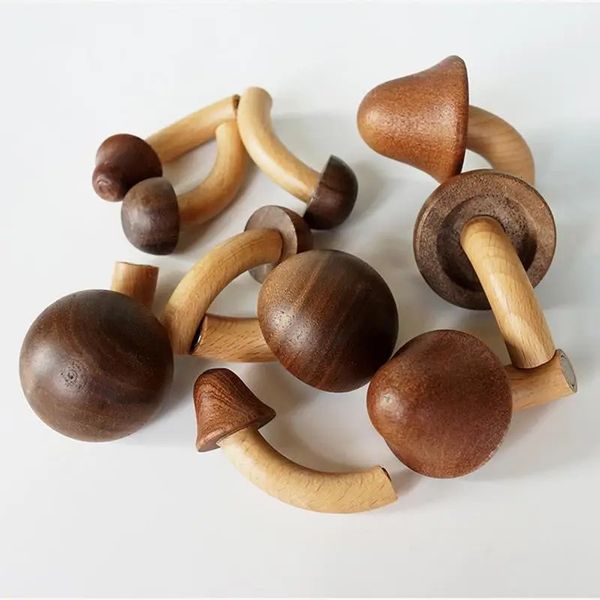 4 pezzi di adesivi magnetici di funghi in legno Decorazione autoadesiva utilizzata per decorare frigoriferi da cucina e piastrelle da parete del bagno 240506