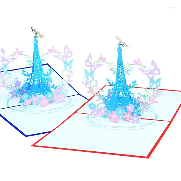 Party bevorzugt 10pcs handgefertigter Schmetterling Eiffelturm 3d Up Greeting Invitation Card Wunsch Mutter danke Weihnachten Hochzeits Geburtstag Geschenk