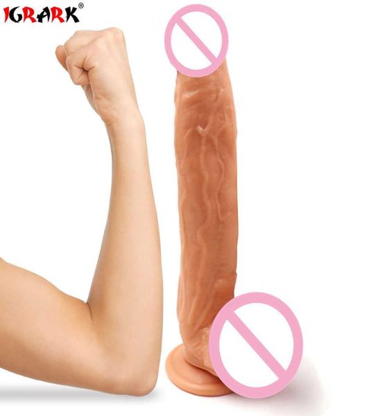 IGRARK Super Long Big Dildo enorme 118 polegadas 30cm Dildo anal brinquedos sexuais para mulheres pênis pênis realistas gigantes vibração Dildos 210407216058