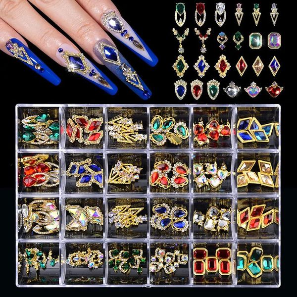 Nail art Rhinestones 3D Shiny Crystal Charms GEMS Accessori in lega di lusso Set Decorazioni di design gioiello fai -da -te 240509