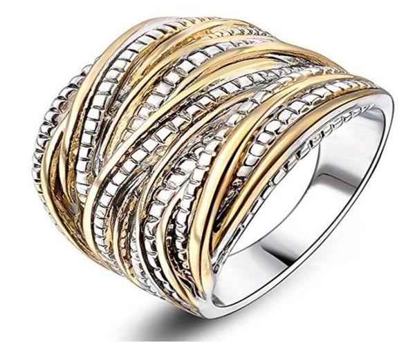 Moda Silver Gold Wide Declaração Rings Vintage Cable Over Band Rings For Mull Men Men Antique Jewelry Gift 20mm Wide3071909