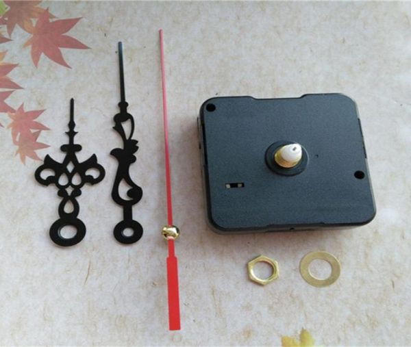 Mecanismo inteiro de 50pcs Sweepe Quartz Kit Mecanismo de eixo 12mm com metal Black Clock Hands5089658