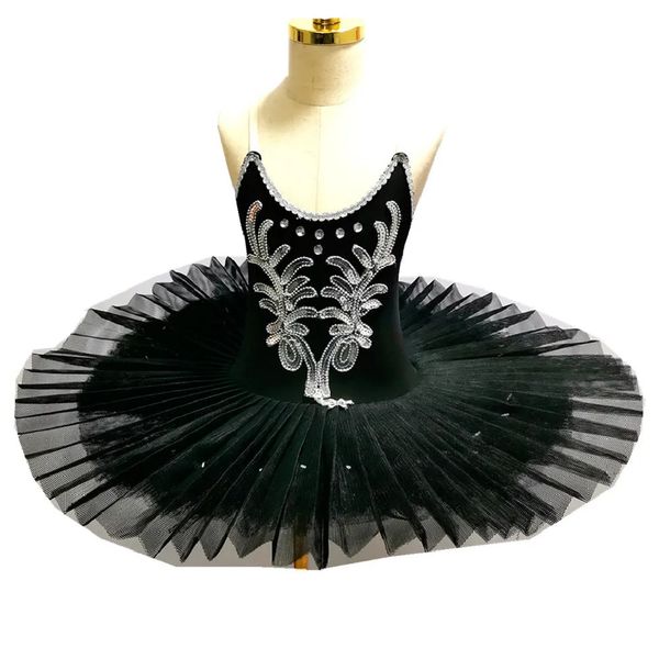 Salia de balé tutu preto para crianças cisne swan lake figus