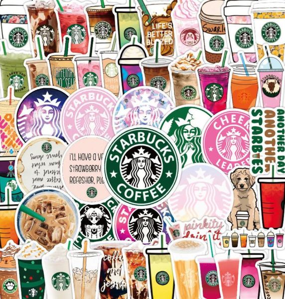 50 adesivi da caffè bevande al caffè cartone animato tazza di acqua alla moda di marca del telefono laptop decorazione impermeabile per graffiti adesivi piccoli2372430