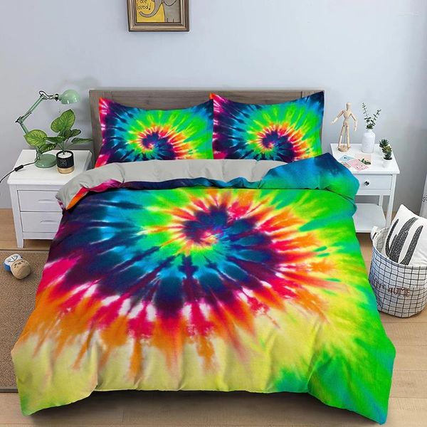 Bettwäsche Sets 3D bedrucktes Set Duvet Cover Mystic Tie Dye Weiche 2/3 Stücke Baby/Kinder Bettdecke mit Kissenbezügen für Kinder