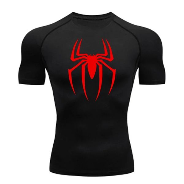 Camicia da compressione con stampa ragno da uomo in palestra a secco rapido in ginnastica a manica corta primavera estate m3xl 240506