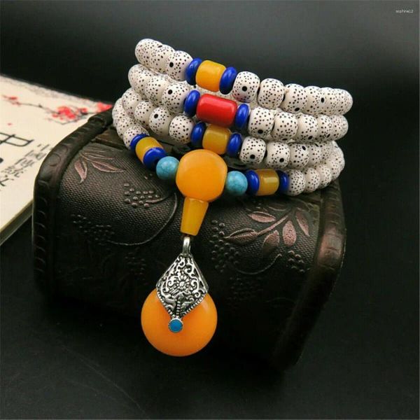 Estatuetas decorativas 108 oração tibetana de 6 mm Bodhi Bodhi Mala Bless Bless Blear