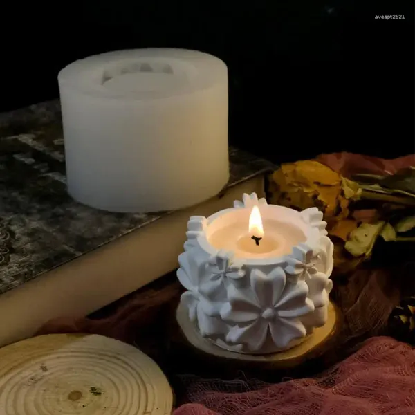 Candele 3D 3D Grande silicone stampo fai -da -te Creative Flower Otonazione di resina Vintage