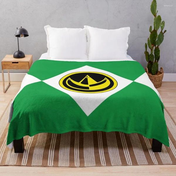 Battaniyeler mmpr yeşil ranger, madeni para atan battaniye anime yatak şık dekoratif kanepe kutup