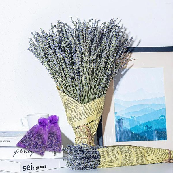 Flores decorativas seco Facos de lavanda Sacetes Buquê natural para festa de festas de casamento Decoração de PO APS Fragrância em casa