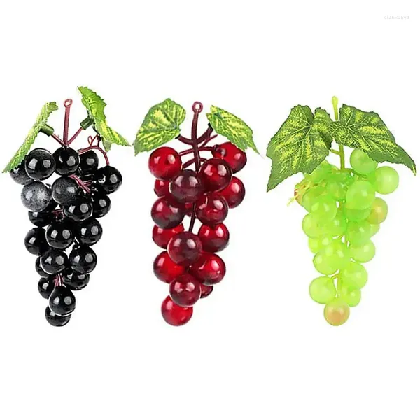 Party -Dekoration 3PCS Künstliche Trauben Cluster gefälschte Blätter Weihnachten Hausgarten Hochzeit Food -Pogral -Requisiten Ornamente Dez