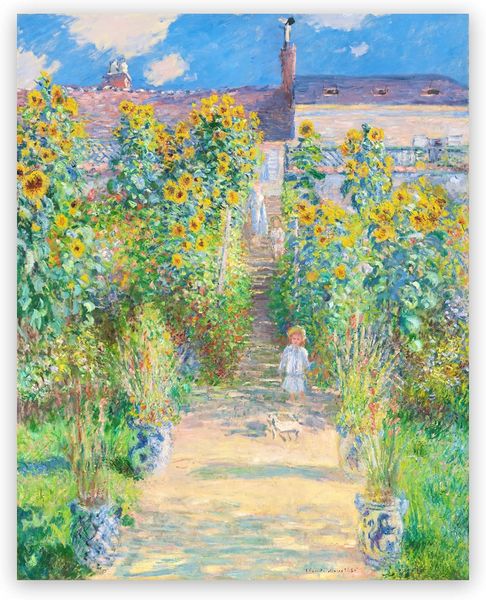 Claude Monet Canvas Arte da parede - The Artists Garden at Vtheuil Poster - Impressão de Belas Artes - Reprodução de pintura a óleo - Imagens da natureza