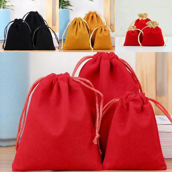 Hediye Sargısı 1 PC Velvet Boncuk Şeker Tag Düğün Partisi Drawstring Torçası Depolama Ambalaj Malzemeleri