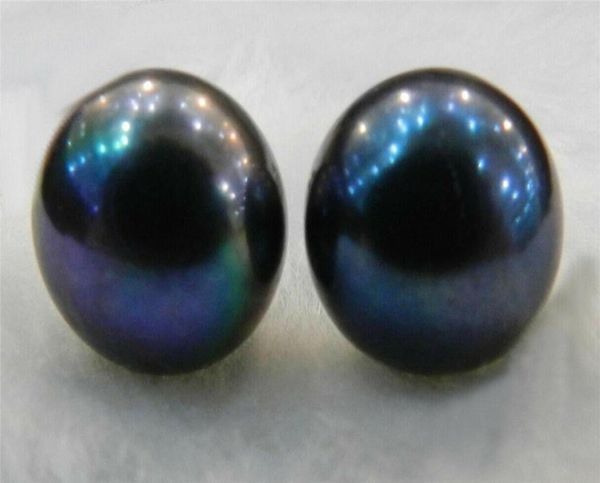 Большое количество 1213 мм искренние натуральные черные таитянские жемчужные ушные шпильки серебряные серьги AAA3816313