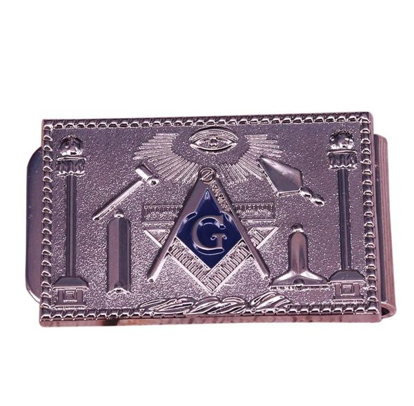 Freimaurer Silbermetallgeld Clip Mason Symbol Wallet Fody Men Bank Kreditkarte Accessoire Mason Mason Jewelry6728217