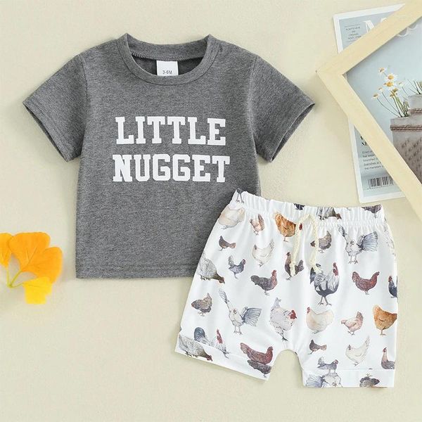 Kleidungssets 0-36 Monate Kleinkindjungen Sommer-Outfits Brief Print Kurzarm T-Shirt und Chick Shorts Set für