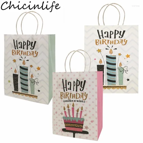 Wrap regalo 5pcs Happy Birthday maneggi sacchetti di imballaggio stampato per bambini decorazioni per bambini boy girl baby shower paper rifornimenti