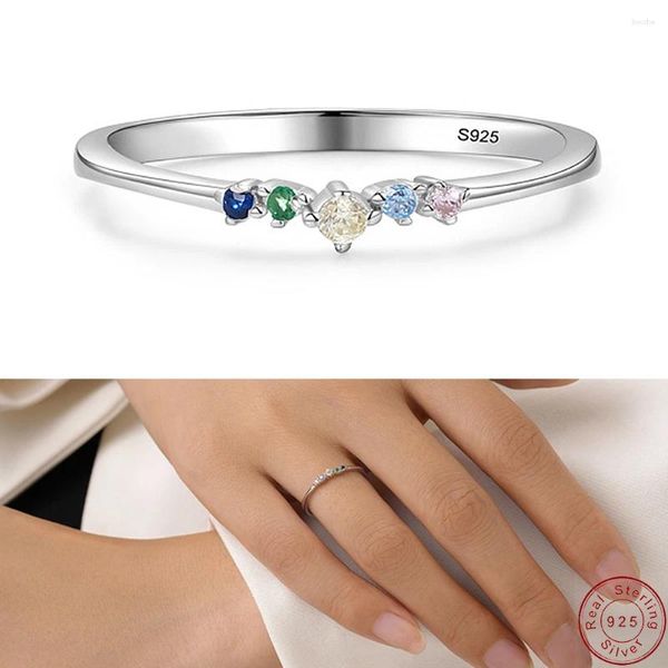 Ringos de cluster cyj european amor arco -íris pavove cz s925 sterling prata dedo anel para mulheres jóias de casamento de aniversário