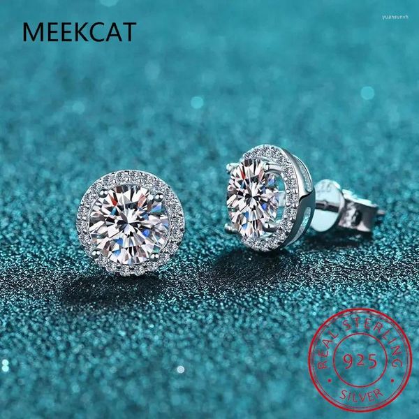 Brincos de garanhão Moissanite for Women S925 Sterling Silver Silver White Gold Plated Diamond Earring Ear Studs Jóias finas de casamento