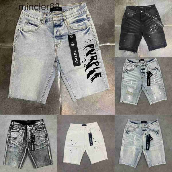 Lila Jeans kurze Herren Kurzer Designer Jeans Straight Löcher lässige Summer Night Club Blue Ksubi Jeans Damen Shorts Style Luxus Patch gleiche Style Purple Brand Jeans